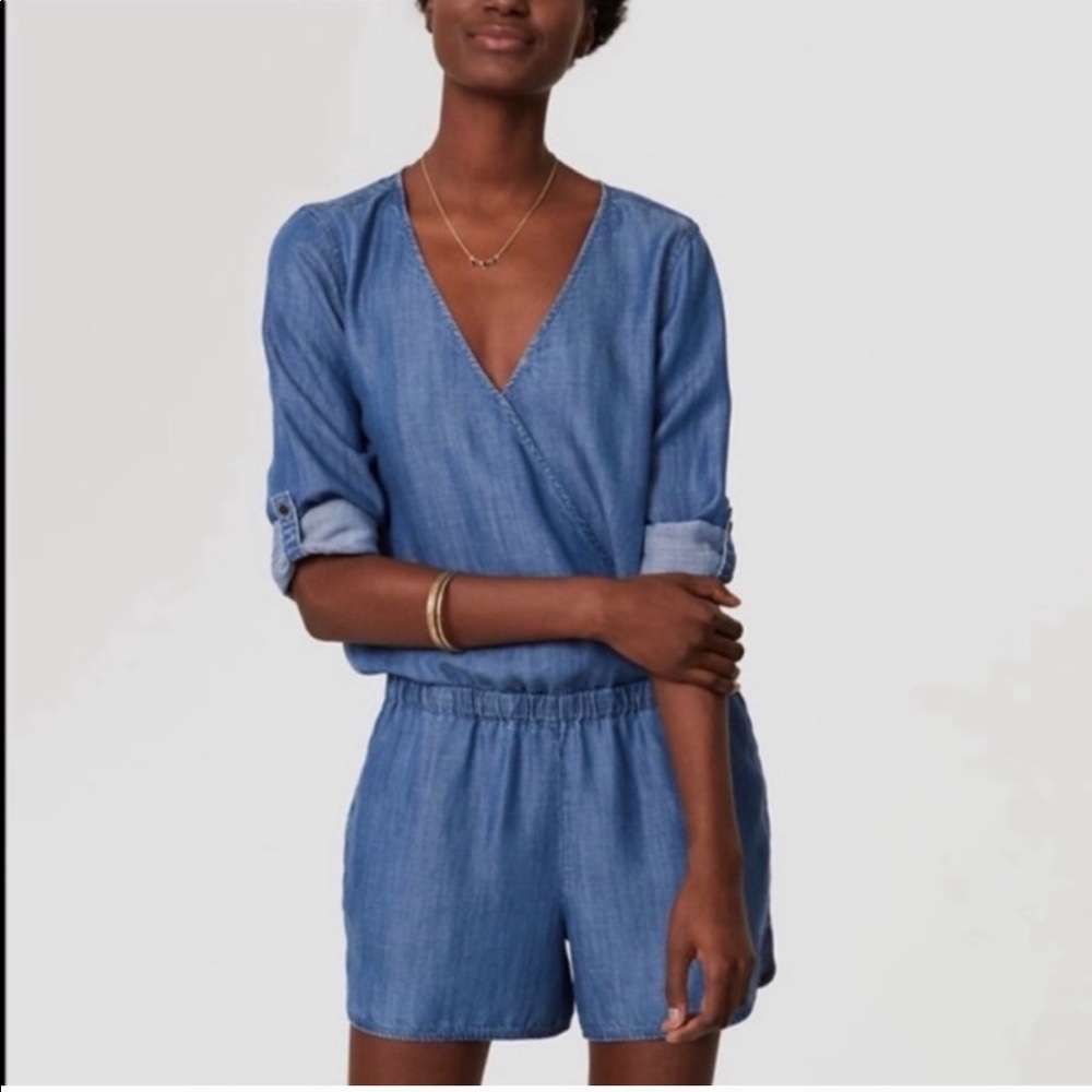 Loft Denim Long Sleeve Romper
